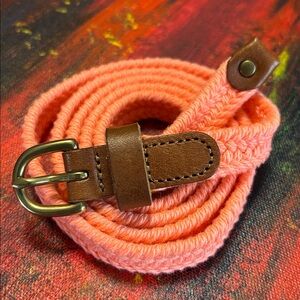Gap Vibrant Coral Gap Belt with Brown leather Accent